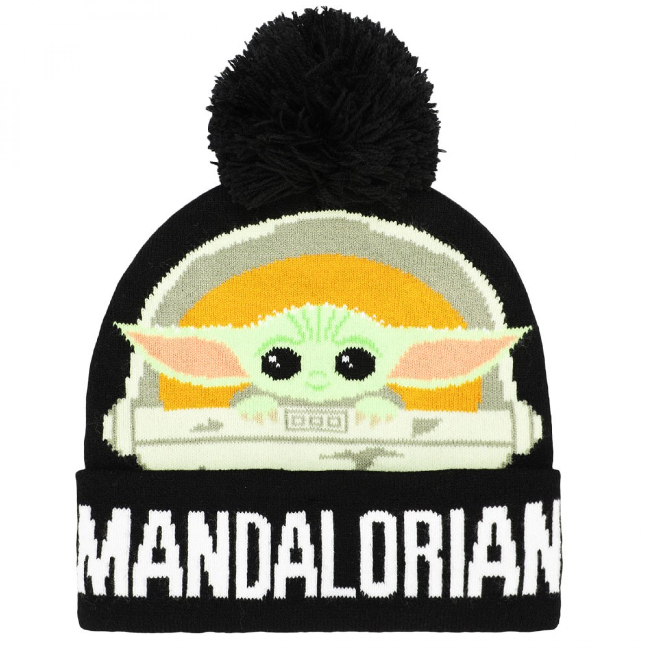 Star Wars The Mandalorian The Child Youth Cuff Pom Beanie & Gloves 2-Piece Winter Combo
